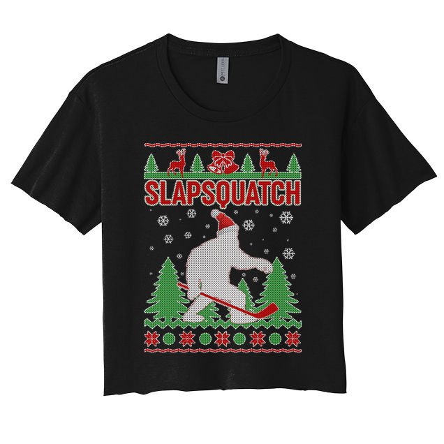 Slapsquatch Ugly Christmas Sweater Bigfoot Crop Top