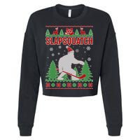 Slapsquatch Ugly Christmas Sweater Bigfoot Cropped Pullover Crew