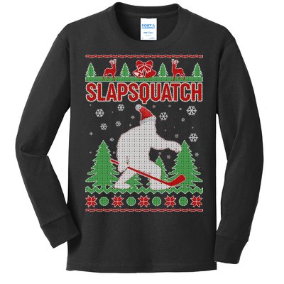 Slapsquatch Ugly Christmas Sweater Bigfoot Kids Long Sleeve Shirt