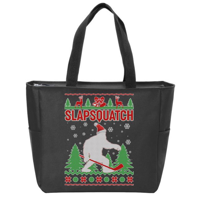 Slapsquatch Ugly Christmas Sweater Bigfoot Zip Tote Bag