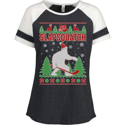 Slapsquatch Ugly Christmas Sweater Bigfoot Enza Ladies Jersey Colorblock Tee