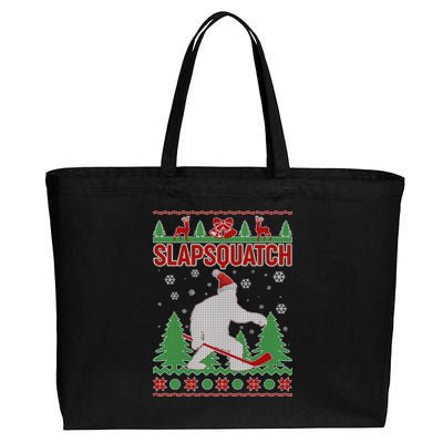 Slapsquatch Ugly Christmas Sweater Bigfoot Cotton Canvas Jumbo Tote