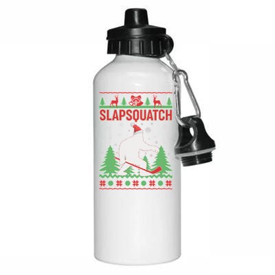 Slapsquatch Ugly Christmas Sweater Bigfoot Aluminum Water Bottle