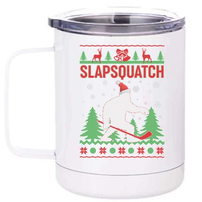 Slapsquatch Ugly Christmas Sweater Bigfoot 12 oz Stainless Steel Tumbler Cup