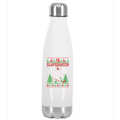 Slapsquatch Ugly Christmas Sweater Bigfoot Stainless Steel Insulated Water Bottle