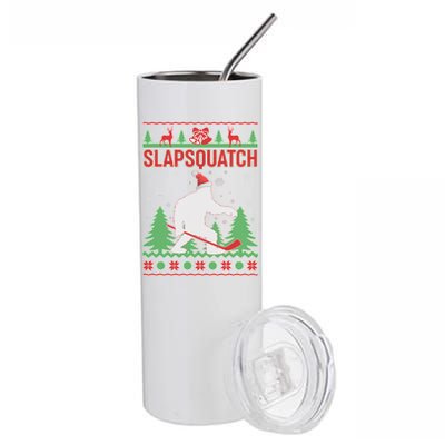 Slapsquatch Ugly Christmas Sweater Bigfoot Stainless Steel Tumbler