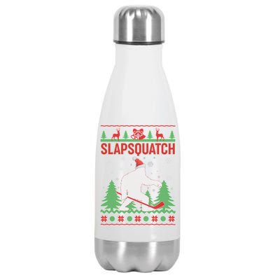 Slapsquatch Ugly Christmas Sweater Bigfoot Stainless Steel Insulated Water Bottle