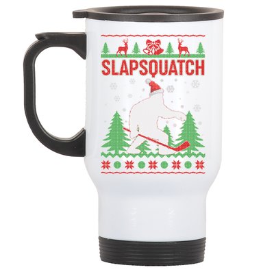 Slapsquatch Ugly Christmas Sweater Bigfoot Stainless Steel Travel Mug