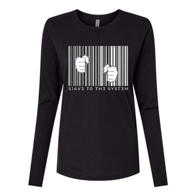 Slave To The System Barcode Womens Cotton Relaxed Long Sleeve T-Shirt