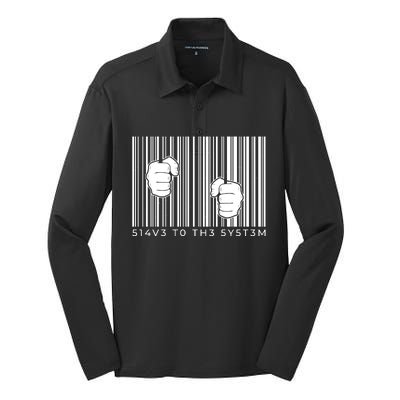 Slave To The System Barcode Silk Touch Performance Long Sleeve Polo