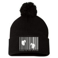 Slave To The System Barcode Pom Pom 12in Knit Beanie