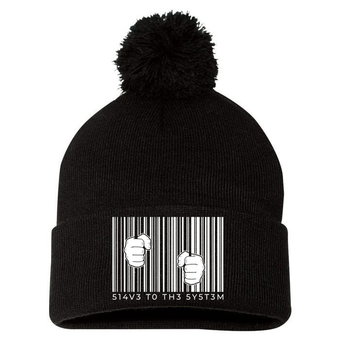 Slave To The System Barcode Pom Pom 12in Knit Beanie