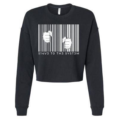 Slave To The System Barcode Cropped Pullover Crew