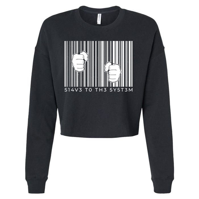 Slave To The System Barcode Cropped Pullover Crew