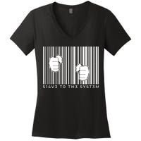 Slave To The System Barcode Women's V-Neck T-Shirt