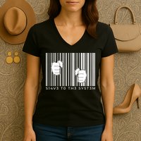 Slave To The System Barcode Women's V-Neck T-Shirt