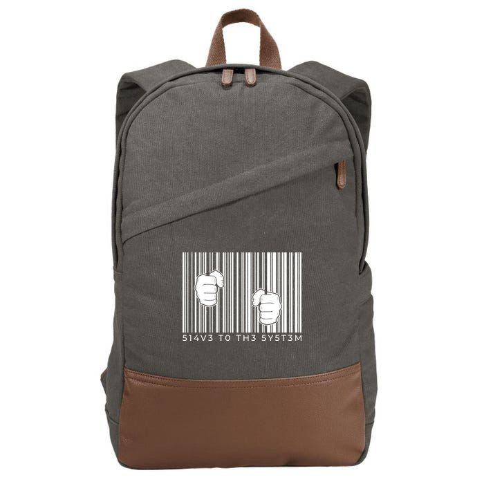 Slave To The System Barcode Cotton Canvas Backpack