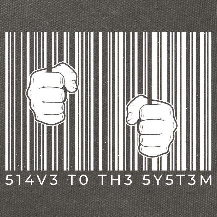 Slave To The System Barcode Cotton Canvas Backpack