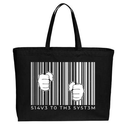 Slave To The System Barcode Cotton Canvas Jumbo Tote