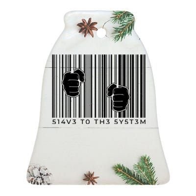 Slave To The System Barcode Ceramic Bell Ornament