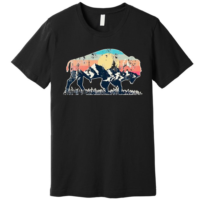 Sunset Landscape Buffalo Premium T-Shirt