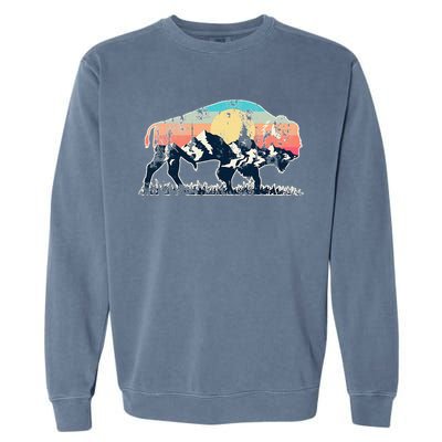 Sunset Landscape Buffalo Garment-Dyed Sweatshirt