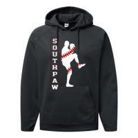 Southpaw Lefty Baseball Left Handed Funny Pitcher Player Fan Performance Fleece Hoodie