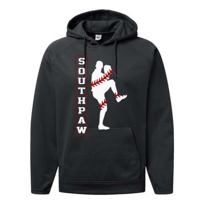 Southpaw Lefty Baseball Left Handed Funny Pitcher Player Fan Performance Fleece Hoodie