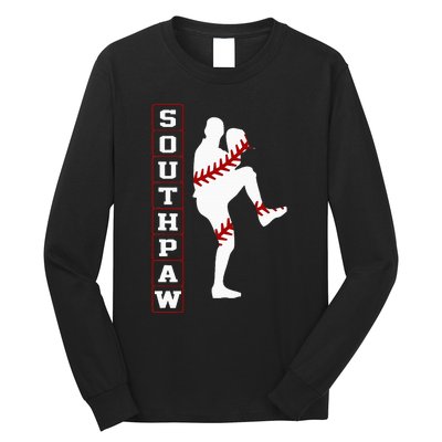 Southpaw Lefty Baseball Left Handed Funny Pitcher Player Fan Long Sleeve Shirt