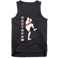 Southpaw Lefty Baseball Left Handed Funny Pitcher Player Fan Tank Top