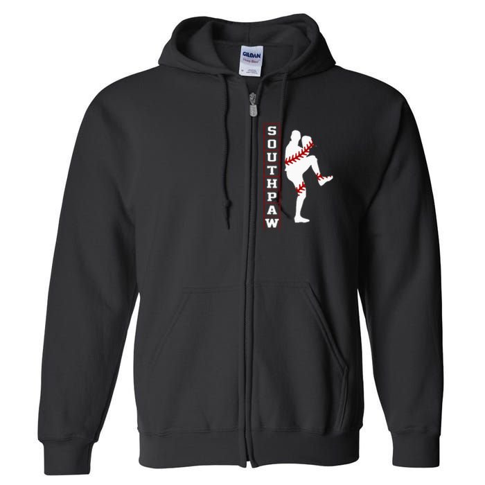 Southpaw Lefty Baseball Left Handed Funny Pitcher Player Fan Full Zip Hoodie