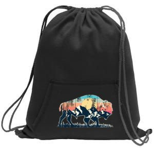 Sunset Landscape Buffalo Gift Sweatshirt Cinch Pack Bag