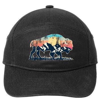 Sunset Landscape Buffalo Gift 7-Panel Snapback Hat