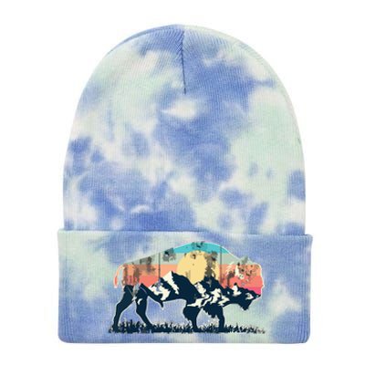 Sunset Landscape Buffalo Gift Tie Dye 12in Knit Beanie