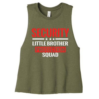 Security Little Brother Protection Squad Birthday Bro Party Women's Racerback Cropped Tank