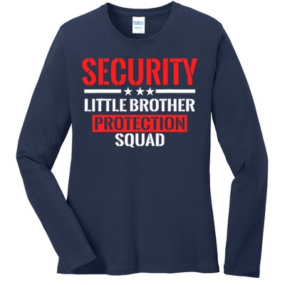 Security Little Brother Protection Squad Birthday Bro Party Ladies Long Sleeve Shirt