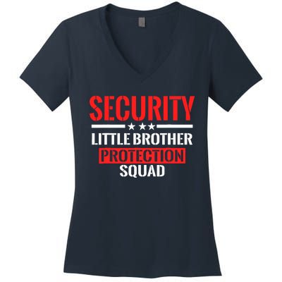 Security Little Brother Protection Squad Birthday Bro Party Women's V-Neck T-Shirt