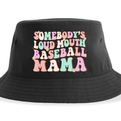 Somebody's Loudmouth Baseball Mama Mothers Day Groovy Sustainable Bucket Hat