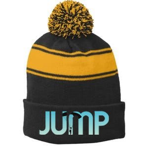 Skydiving Love Base Jumping For Skydivers Stripe Pom Pom Beanie