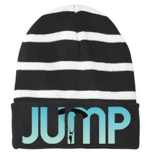 Skydiving Love Base Jumping For Skydivers Striped Beanie with Solid Band