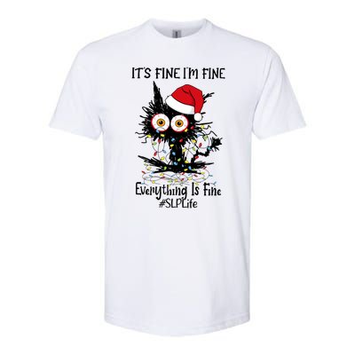 Slp Life Black Cat Fine I Am Fine Everything Is Fine Gift Softstyle® CVC T-Shirt