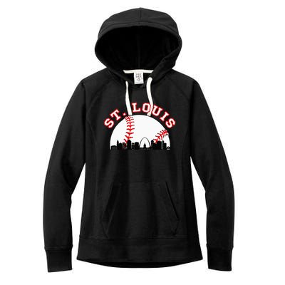 St. Louis Baseball St. Louis Mo Cityscape Stl Skyline Women's Fleece Hoodie