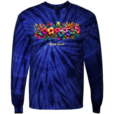 Saint Lucia Band Of Tropical Flowers Tie-Dye Long Sleeve Shirt