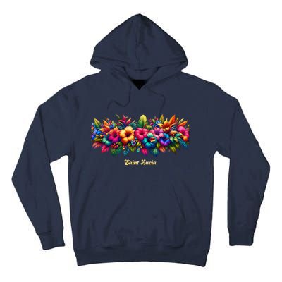 Saint Lucia Band Of Tropical Flowers Tall Hoodie