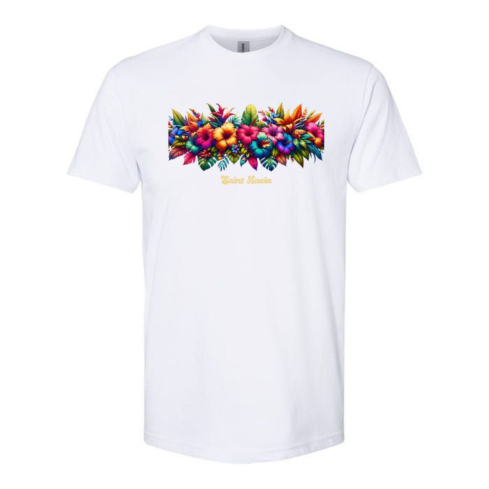 Saint Lucia Band Of Tropical Flowers Softstyle CVC T-Shirt