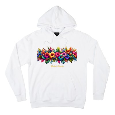 Saint Lucia Band Of Tropical Flowers Hoodie