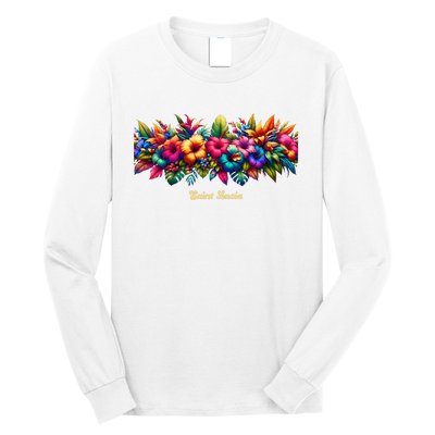 Saint Lucia Band Of Tropical Flowers Long Sleeve Shirt