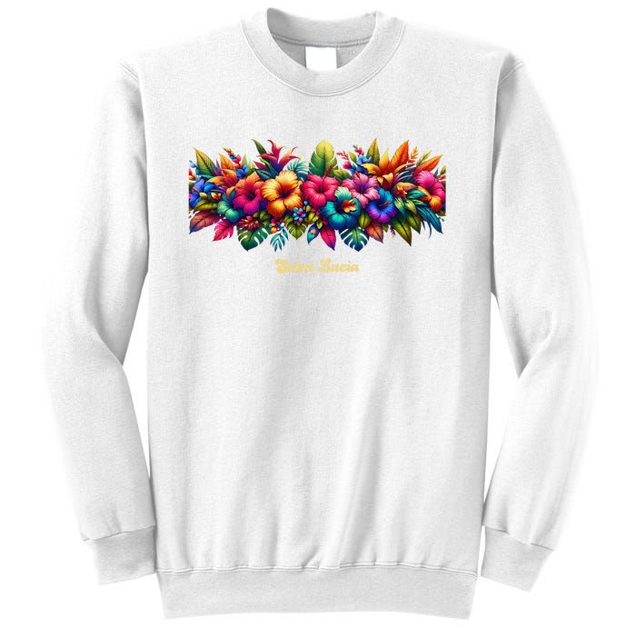 Saint Lucia Band Of Tropical Flowers Sweatshirt