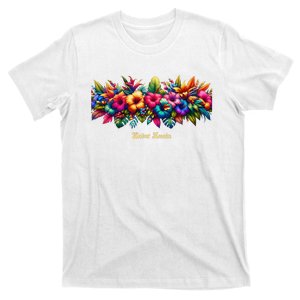 Saint Lucia Band Of Tropical Flowers T-Shirt