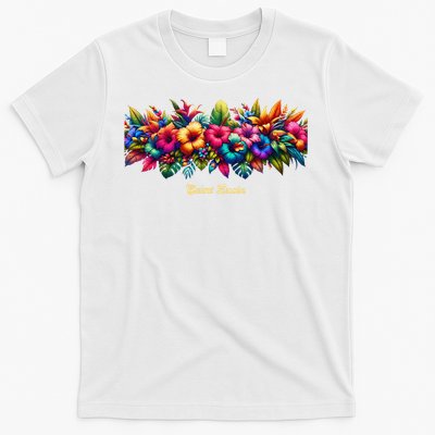 Saint Lucia Band Of Tropical Flowers T-Shirt